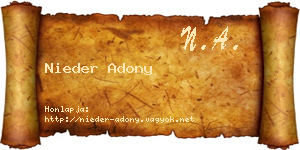 Nieder Adony névjegykártya